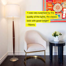 Load image into Gallery viewer, Brightech Lucas - Mid Century Modern Floor Lamp For Bedroom Reading - Brighten Living Room Corners with A Free Standing Light - Tall Office Lighting With Drum Shade &amp; Handsome Wood Finish
