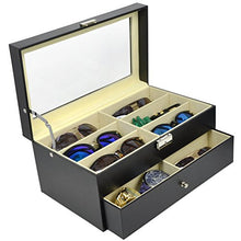 Load image into Gallery viewer, ADTL 3 Gifts for Free 12 Grids Double-Layer Black PU Leather Organizer Sunglass Eyewear Storage Box
