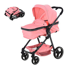 Load image into Gallery viewer, Qaba 2 in 1 Design Lightweight Baby Stroller Basket One-Click Foldable Compact Travel Pushchair w/Reclinable Back Footrest Safety Belt Storage Basket Suspension Wheels for 0-36 Months Pink
