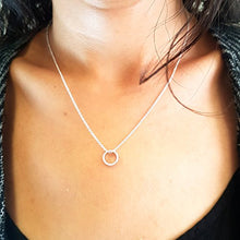 Load image into Gallery viewer, 0.10 Carat (ctw) Round White Diamond Circle Pendant 1/10 CT (Silver Chain Included), 14K White Gold
