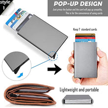 Load image into Gallery viewer, I-sper 2 Pack Minimalist Wallet for Men, Credit Card Holder RFID Blocking tec,1 Pack Pop Up Wallet (Gray) and 1 Pack Metal Slim Mens Wallet with Money Clip(ArmyGreen),Two Styles Two Feelings
