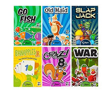 Load image into Gallery viewer, Classic Card Games - Games Included May Vary - Includes Old Maid, Go Fish, Slapjack, Crazy 8's, War, and (Silly Monster Memory Match or Banapples Jr) (All 6 Games)
