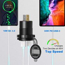 Load image into Gallery viewer, Cigarette Lighter Socket Panel, Qidoe PD3.0 &amp; QC3.0 48W USB C Car Charger and DC 250W Lighter Socket Waterproof Rocker Toggle Switch 12V/24V USB Outlet Panel for Car, RV, Marine, Boat, Camper, Truck
