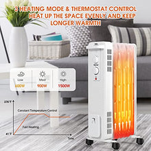 Load image into Gallery viewer, COSTWAY Oil Filled Radiator Heater, 1500W Portable Space Heater with 3 Heating Modes, Adjustable Thermostat, Tip-Over and Overheat Protection, Electric Oil Heaters for Indoor Use Home Office, White
