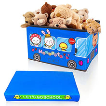 Load image into Gallery viewer, Folding Storage Ottoman Stool Foldable Storage Box Soft Cartoon Toy Large Capacity Bench for Kids Clothes and Books Container with Removable Pu Leather Lid | 402525cm (Blue)
