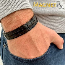 Load image into Gallery viewer, MagnetRX® Ultra Strength Magnetic Therapy Bracelet - Arthritis Pain Relief and Carpal Tunnel Magnetic Bracelets for Men - Adjustable Length with Sizing Tool (Black)
