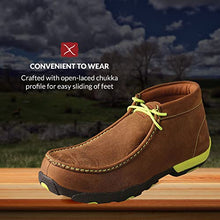 Load image into Gallery viewer, Twisted X Men's Steel Toe Chukka Driving Moc - Handcrafted Leather Safety Toe Shoes with Slip Resistant Outsole - Comfortable, Durable, and Stylish Lace-Up Boots, Distressed Saddle &amp; Yellow, 8.5 M
