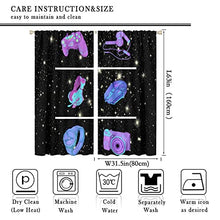 Load image into Gallery viewer, Game Blackout Curtains Gaming Controller Headphone Mouse Watch Gamepad Gamer Light Blocking Curtain Gamer Video Pattern Child Girl Room Decor 2 Panels Set 63x63in
