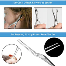 Load image into Gallery viewer, Earwax Removal Kit 5 Pcs, Ear Wax Cleaning Tool Set, Ear Pick with LED Light USB Charging, Stainless Steel Ear Curette, Earwax Tweezer, Ear Canal Dilator, Ear Wax Remover Tool with Storage Box
