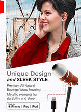 Load image into Gallery viewer, Symphonized NRG MFI Wired Earbuds – Apple Certified – in-Ear Noise-Isolating – Stereo Headphones – Premium Genuine Bubinga Wood – Lightning Headphones Compatible with Apple Devices (Black)
