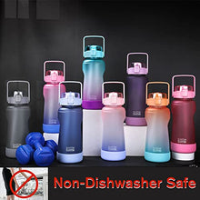Load image into Gallery viewer, BOTTLE BOTTLE Half Gallon/64 oz Water Bottle with Straw Big Handle Protective Silicone Boot Sports Water Bottle with Time Marker Leak Proof Reusable Water Jug for Adult and Kids (blue purple)
