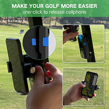 Load image into Gallery viewer, Magnetic Golf Cart Phone Holder,Golf Cart Accessories With Bluetooth Wireless Selfie Button Clicker,Record Golf Swing for Golf Training Aid and Correct Your Swing Posture,Golf Gifts for Men/Women
