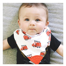 Load image into Gallery viewer, Nuby Reversible 2 Piece Teething Bib, Fire Engine, Blue Helicopter, 3 mo+

