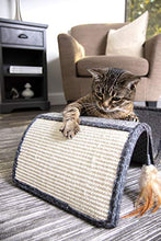 Load image into Gallery viewer, SmartyKat Scratch Scroll with Feather Toy, Multi-Surface Sisal &amp; Carpet Cat Scratcher, Interactive Scratching Outlet &amp; Lounger

