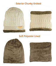 Load image into Gallery viewer, HINDAWI Winter Beanie Hat Neck Warmer Scarf and Touch Screen Gloves Set for Women Knit Skull Cap Infinity Circle Scarves Mittens Beige
