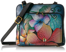 Load image into Gallery viewer, Anna by Anuschka Women's Genuine Leather Zip Around Cross Body | Medium Organizer with External Credit Card Pocket | Midnight Floral
