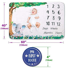 Load image into Gallery viewer, Elephant Baby Milestone Blanket - Unisex - Milestone Blanket Baby Boy - Baby Monthly Milestone Blanket Boy - Baby Monthly Milestone Blanket Girl - Shower Gift Basket - Baby Photography Prop - Swaddle
