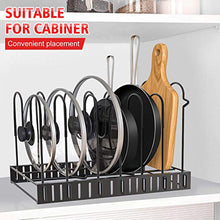 Load image into Gallery viewer, Pot Rack Organizers, G-TING 8 Tiers Pots and Pans Organizer, Adjustable Pot Lid Holders &amp; Pan Rack for Kitchen Counter and Cabinet, Lid Organizer for Pots and Pans With 3 DIY Methods(Upgrade Version)
