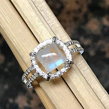 Load image into Gallery viewer, Natural Rainbow Moonstone 925 Solid Sterling Silver Engagement Ring Size 4.75, 5, 5.75, 6, 6.75, 8, 8.75, 9
