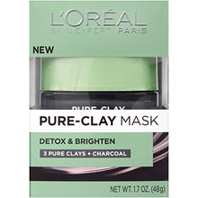 Load image into Gallery viewer, L'Oreal Paris Skincare Pure Clay Face Mask with Charcoal for Dull Skin to Detox &amp; Brighten Skin, Clay Mask, at home face mask, 1.7 oz.
