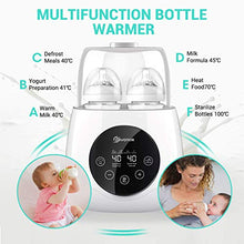 Load image into Gallery viewer, Baby Bottle Warmer Steam Sterilizer, EIVOTOR 6 in 1 Double Bottle Baby Bottle Warmer, LED Display &amp; Baby Food Rapid Heater Warm Milk Formula Heat Food Defrost, BPA Free
