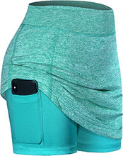 Load image into Gallery viewer, BLEVONH Tennis Skirt,Women High Waisted Sports Skirts with Spandex Shorts Teenage Girls Breathable Adorable Lounging Golf Skorts Ladies Stretch Everyday Skort As Daughter Gifts Green XS
