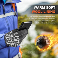 Load image into Gallery viewer, Pvendor Winter Gloves Touch Screen Warm Knit Gloves, Soft Wool Lining Elastic Cuff, Anti-Slip Rubber Design Warm Gloves for Men Women(Gray, OneSize)
