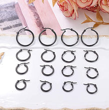 Load image into Gallery viewer, HANPABUM 12 Pairs Stainless Steel Small Round Hoop Earrings for Women Twisted Hoop Earrings Set, 10MM-20MM
