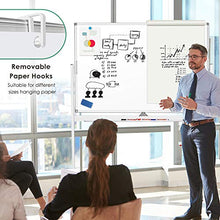 Load image into Gallery viewer, Double Sided Mobile Whiteboard, 48 x 32 inches Large Rolling White Board, maxtek Reversible Magnetic Dry Erase Board Easel Standing Whiteboard on Wheels for Home Office Classroom
