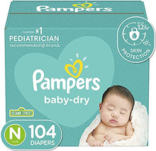 Load image into Gallery viewer, Diapers Size Newborn/Size 0 (< 10 lb), 104 Count - Pampers Baby Dry Disposable Baby Diapers, Super Pack
