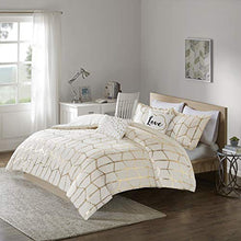 Load image into Gallery viewer, Intelligent Design Raina Duvet Cover Set, Twin/Twin XL, Ivory/Gold

