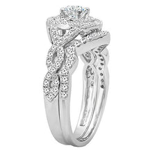 Load image into Gallery viewer, Dazzlingrock Collection 1.00 Carat (ctw) 14K White Diamond Swirl Bridal Halo Engagement Ring Set 1 CT, White Gold, Size 7
