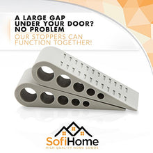 Load image into Gallery viewer, Door Stopper 6 Pack [1.3" high] - Bonus Holders - SofiHome Premium Heavy Duty Door Stop Rubber Wedge with Decorative Holder - Ideal for Large &amp; Small Door Gaps - The Improved (6, Gray)
