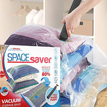 Load image into Gallery viewer, Spacesaver Premium Vacuum Storage Bags (3 x Small, 3 x Medium, 3 x Large, 3 x Jumbo) (80% More Storage Than Leading Brands) Free Hand Pump for Travel! (Variety 12 Pack)
