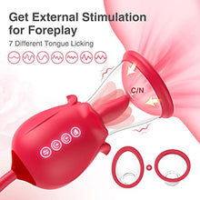 Load image into Gallery viewer, Rose Sex Toy for Womens Sex - 3in1 Upgrade Rose Sex Stimulator for Women with 7 Tongue Licking &amp; 3 Thrusting Vibrator Dildo Adult Sex Toys for Couples G Spot Vibrators Clitoral Nipple Quick Pleasure
