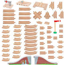 Load image into Gallery viewer, Orbrium Toys 68 Pcs Wooden Train Track Expansion Pack Compatible with Thomas Wooden Train, Brio, Thomas The Tank Engine
