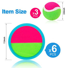 Load image into Gallery viewer, Toss and Catch Ball Set, Catch Game Toys for Kids, Beach Toys Paddle Ball Game Set with 6 Paddles and 3 Balls, Perfect Outdoor Games Sets Playground Sets for Backyards for Kids/Adults/Family
