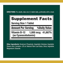 Load image into Gallery viewer, Vitamin B12 by Nature's Bounty, Vitamin Supplement, Supports Energy Metabolism and Nervous System Health, 1000mcg, 200 Tablets
