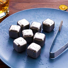 Load image into Gallery viewer, DERGUAM 8 Packs Fast-cooling 304 Stainless Steel Ice Cubes Whiskey Stones Whiskey Rocks With Nonslip Ice Tong&amp;Wine Opener&amp;Freezer Storage Tray Great for Whiskey,Wine,Beer,Juice or Soda
