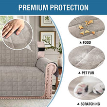 Load image into Gallery viewer, 100% Waterproof Sofa Furniture Cover Suede Couch Covers for Dogs Velvet Sofa Protector Leather Sofa Cover Seat Width 70" Sofa Slipcovers with 2" Strap and Non-Slip Backing (Sofa, Taupe)
