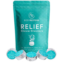 Load image into Gallery viewer, BodyRestore Shower Steamers (Pack of 15) Mother's Day Gifts for Mom - Eucalyptus &amp; Peppermint Essential Oil Scented Aromatherapy Shower Bomb, Shower Tablets - Gifts for Women and Men
