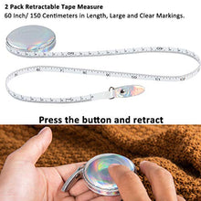 Load image into Gallery viewer, 2 Pack Tape Measure Leather Retractable Body Measuring Tape 150 cm 60 Inch Tailor Fabric Small Tape Measure with Push Button (Round-Silver)
