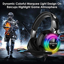 Load image into Gallery viewer, Nivava Gaming Headset for PS4, Xbox One, PC Headphones with Microphone LED Light Mic for Nintendo Switch Playstation Computer, K6(Black)
