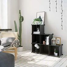 Load image into Gallery viewer, SONGMICS Cube Storage Organizer, 6-Cube Bookshelf, Closet Organizers and Storage, Modular Bookcase, Storage Shelving for Bedroom, Living Room, Home Office, with Rubber Mallet, Black ULPC06H
