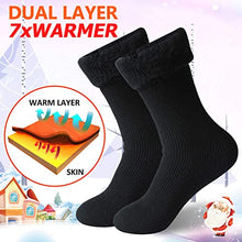 Load image into Gallery viewer, Hissox 2Pack Fleece Lined Thick Cold Weather Women Insulated Thermal Socks &amp; Mens Womens Warm Fur Lined Thick Slipper Gripper Socks
