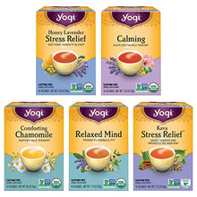 Load image into Gallery viewer, Yogi Tea - Stress Relief and Relaxation Variety Pack Sampler (5 Pack) - Calming, Chamomile, Honey Lavender Stress Relief, Relaxed Mind, Kava Stress Relief - Caffeine Free - 80 Organic Herbal Tea Bags
