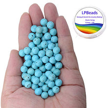 Load image into Gallery viewer, LPBeads 100PCS 8mm Blue Turquoise Gemstone Round Loose Beads for Jewelry Making with Crystal Stretch Cord
