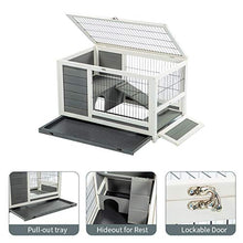 Load image into Gallery viewer, U-MAX Rabbit Hutch Pet House for Small Animals Puniea Pig House Rabbit Cage with Hideout for Rest Bunny House Indoor &amp; Outdoor No Leak Trays &amp; Ladder (35.4 inches)
