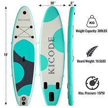 Load image into Gallery viewer, Kicode Inflatable Paddle Board for Adults (6 Inches Thick) Premium Stand Up SUP Accessories &amp; Carry Bag, Waterproof Bag, Non-Slip Deck, Leash, Pump, Waterproof Phone Pouch, Green &amp; Gray
