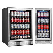 Load image into Gallery viewer, Kalamera 15 &amp; 24 inch 96 or 154 Cans Capacity Beverage Cooler - Built in Counter or Freestanding - for Soda, Water, Beer or Wine - For Kitchen or Bar with Blue Interior Light
